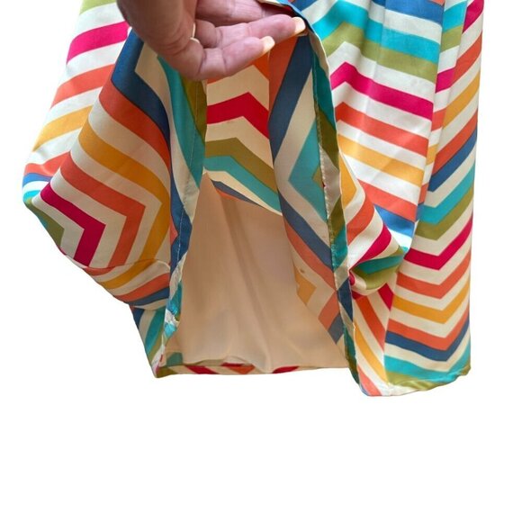 Judith March Dress Chevron Ruffled Retro Strapless  Flower Accent Festival Large - Picture 4 of 7